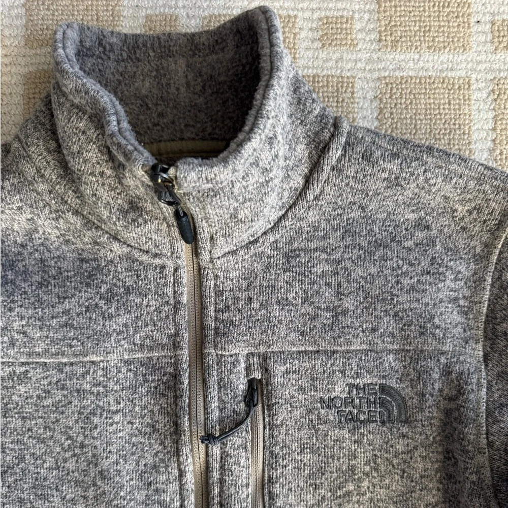 The North Face Sweater Fleece Full Zip Jacket Outdoor Hiking Heathered Brown S